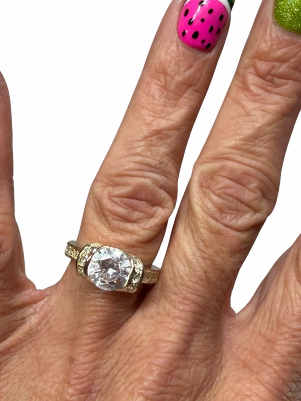 Boutique Silver Tone CZ Bezel Set with Accent Stones - Size 5.5